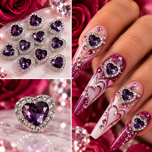 Queen - Nail Charms 10pc - #066 Purple Hearts