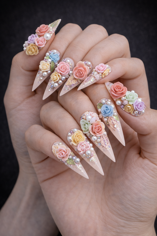 3D Flowers Pastel - Nail Charms