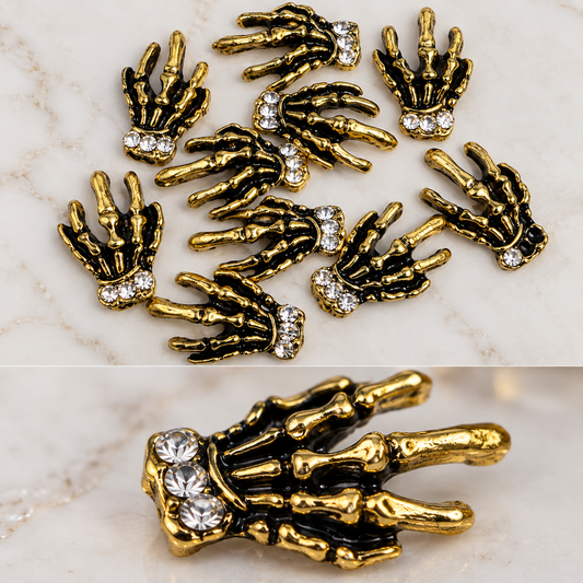 Queen - Nail Charms 10pc - #411 Gold Skeleton Hands