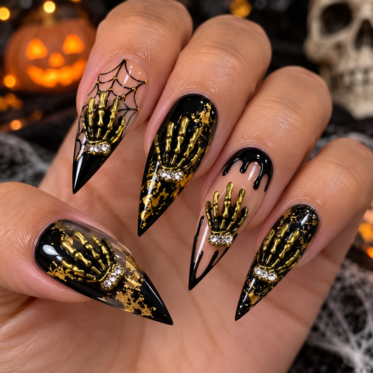 Queen - Nail Charms 10pc - #411 Gold Skeleton Hands