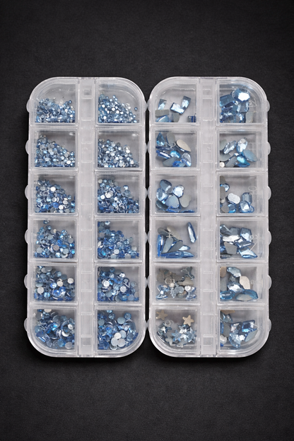 Queen - Blue Rhinestone - Gems - Duo Set - #18