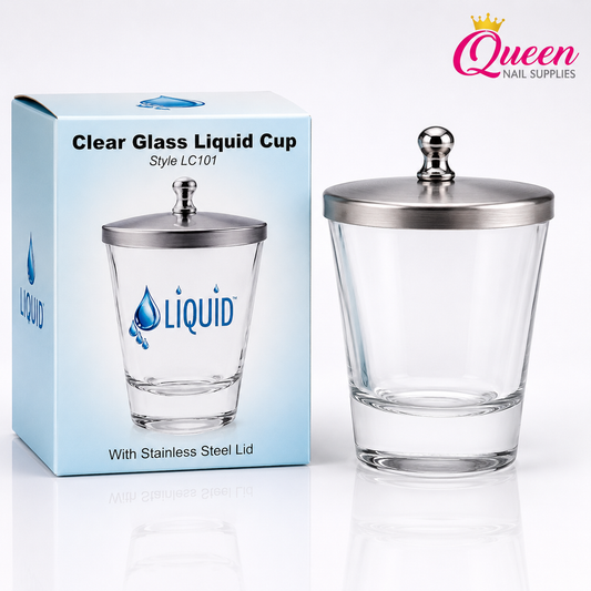 Clear Glass Liquid Cup With Stainless Steel Lid