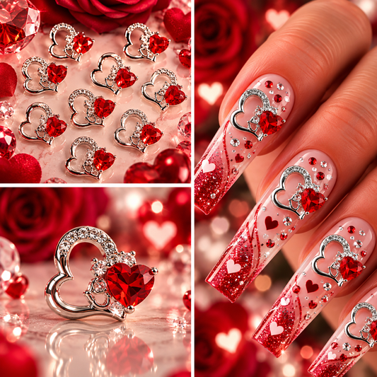 Queen - Nail Charms 10pc - #084 "Love" Red Hearts