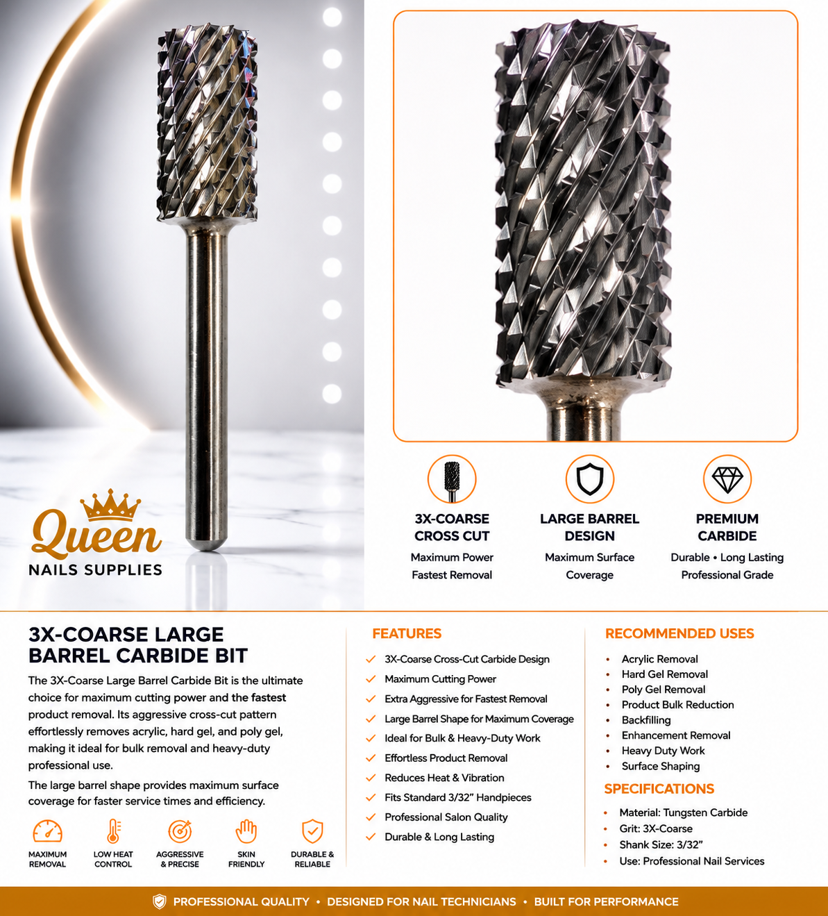 Carbide Bits 3X Coarse -Large Barrel