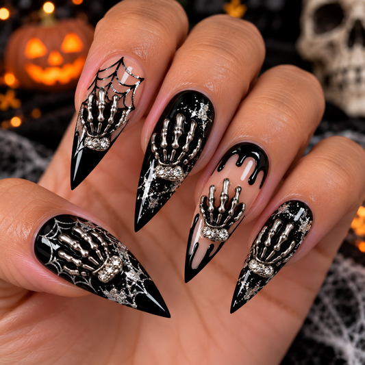 Queen - Nail Charms 10pc - #410 Silver Skeleton Hands