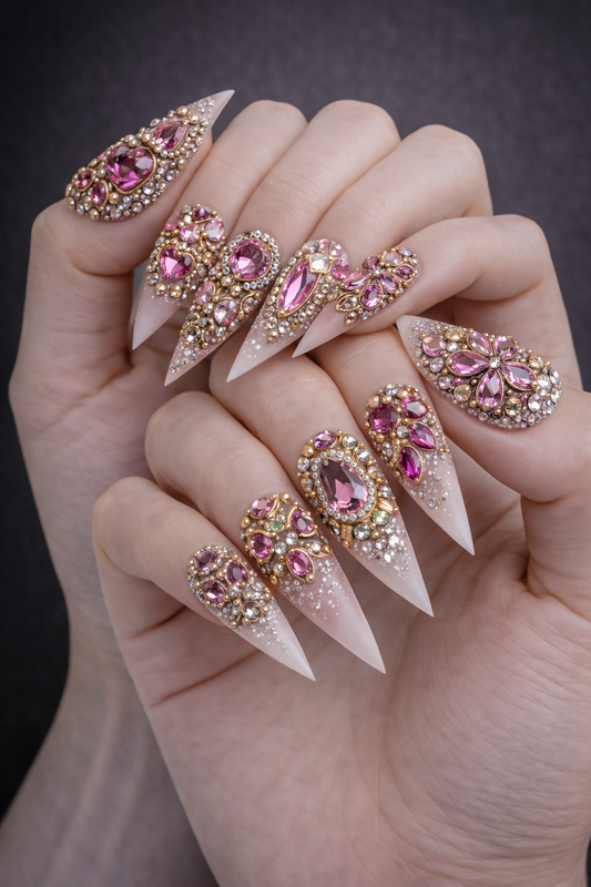 3D Pink Rhinestones Gold / Silver plated - 240pc