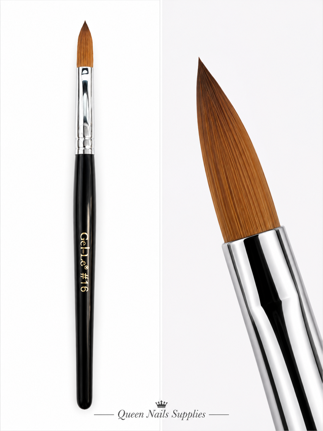 Gel-Le - Acrylic Brushes #16 Kolinsky - Black Handle (Pressed)