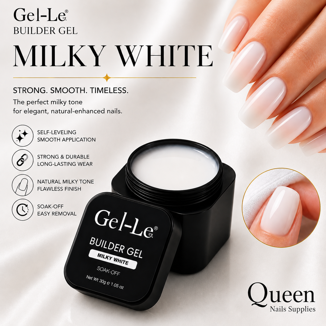 Gel-Le - Builder Gels - Milky White (1oz)