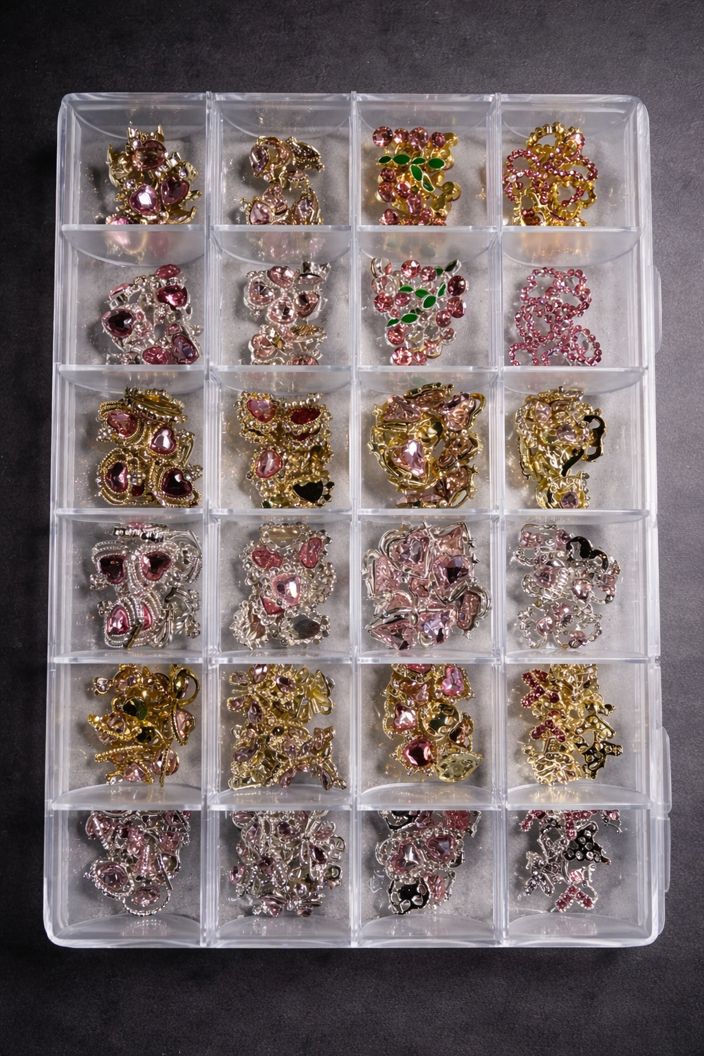 3D Pink Rhinestones Gold / Silver plated - 240pc
