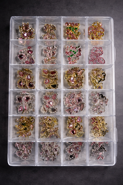 3D Pink Rhinestones Gold / Silver plated - 240pc