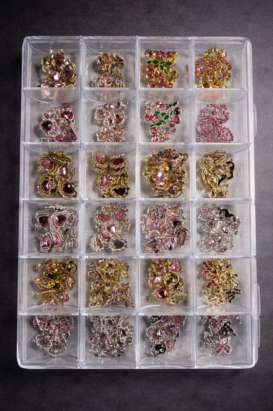 3D Pink Rhinestones Gold / Silver plated - 240pc