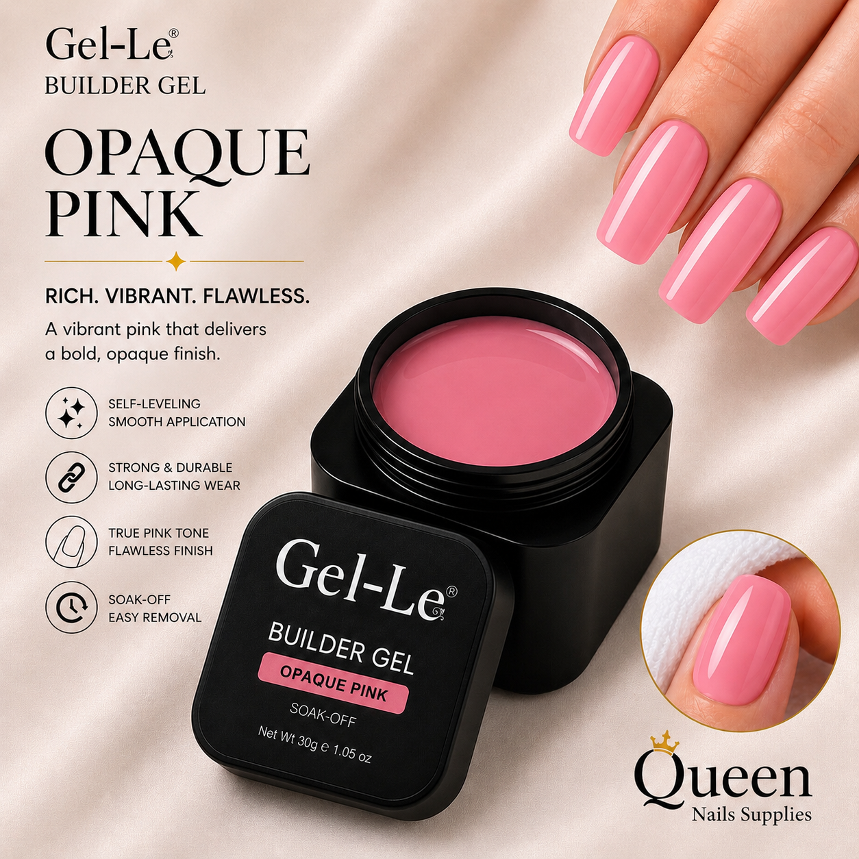 Gel-Le - Builder Gels - BG06 Opaque Pink 1oz