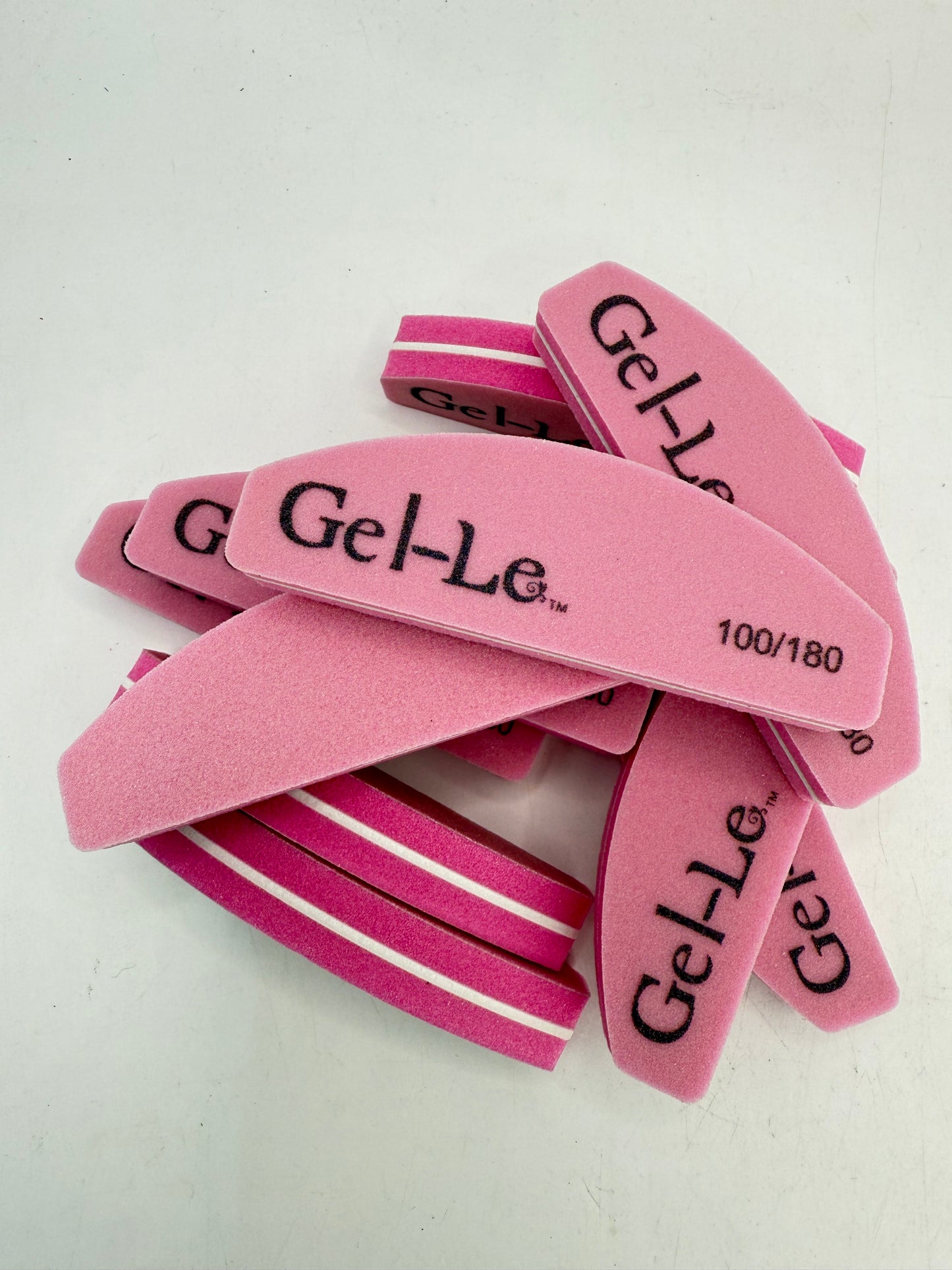 Gel-Le - Mini Half Moon Sponge Buffer  File - Pink (100/180) 20pc