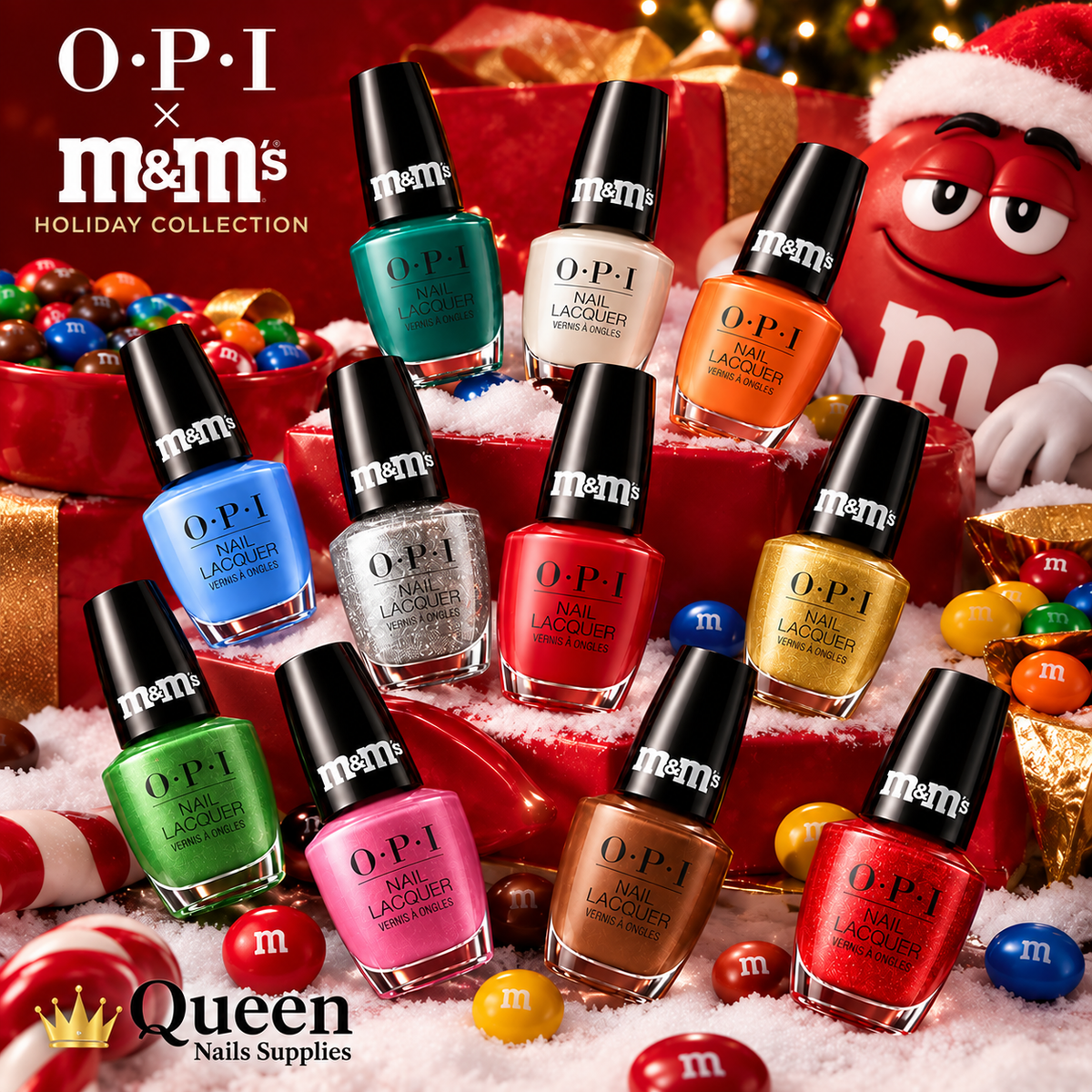 OPI - "Sweeten Your Mani x M&M's" Holiday 2026 12pc Collection W/ Display
