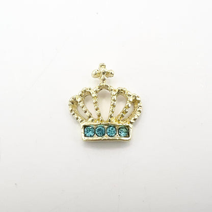 Queen - Nail Charms 10pc - #353 Gold Light Blue Crystal Crowns