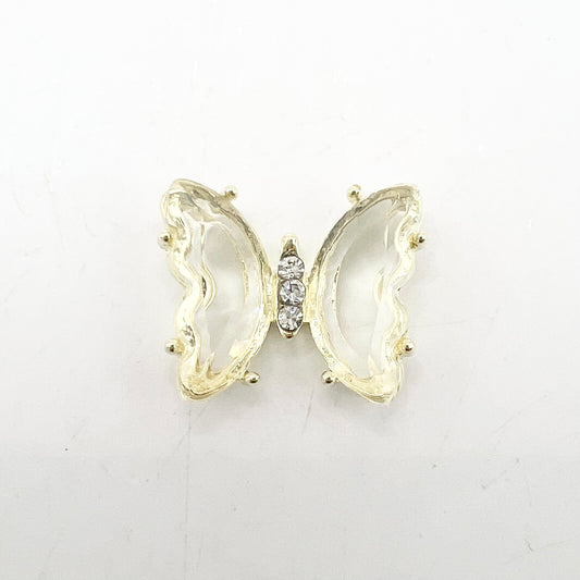 Queen - Nail Charms 10pc - #318 Gold Crystal Clear Butterflies