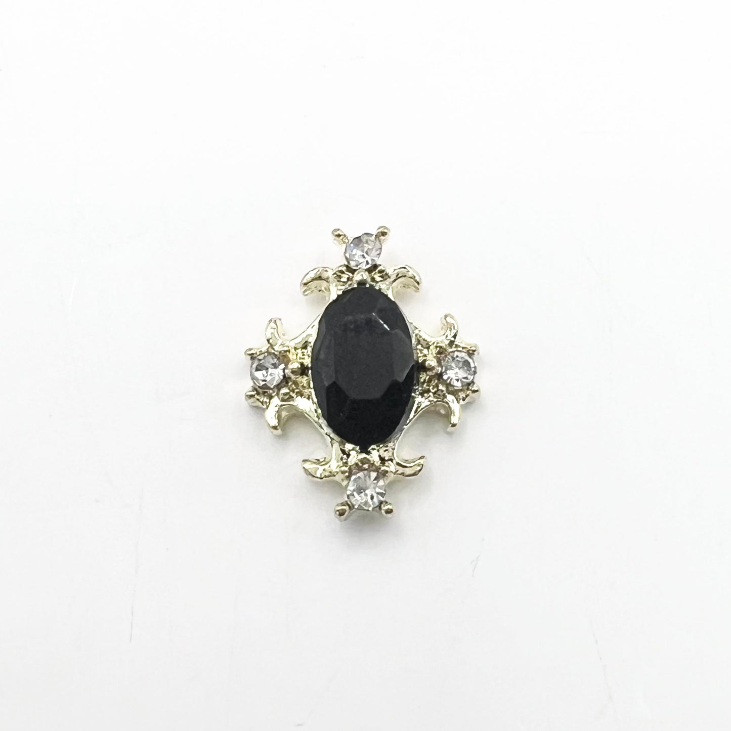 Queen - Nail Charms 10pc - #230 Gold Black Gem Crest