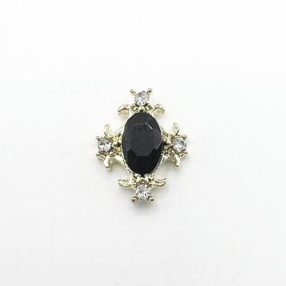 Queen - Nail Charms 10pc - #230 Gold Black Gem Crest