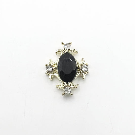 Queen - Nail Charms 10pc - #230 Gold Black Gem Crest