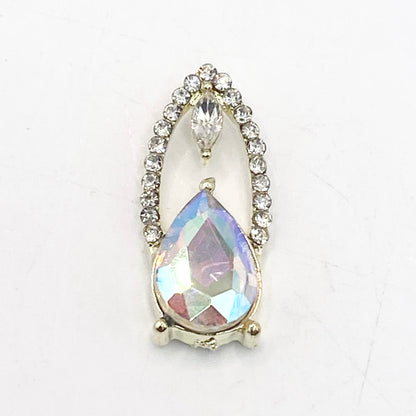 Queen - Nail Charms 10pc - #018 Gold Iridescent Gem Fingernail Charms with Crystals Outline