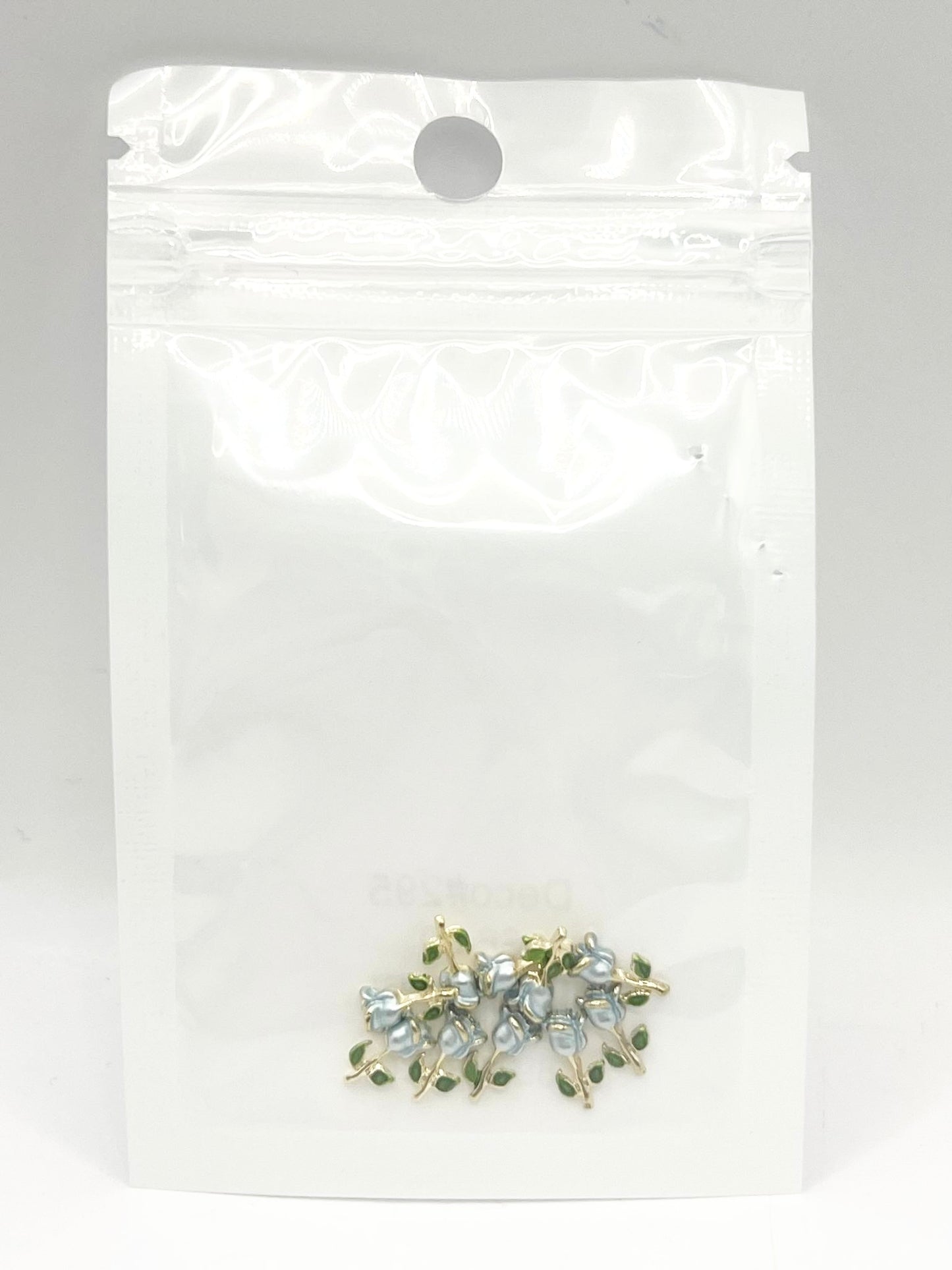 Queen - Nail Charms 10pc - #295 Gold Blue Roses