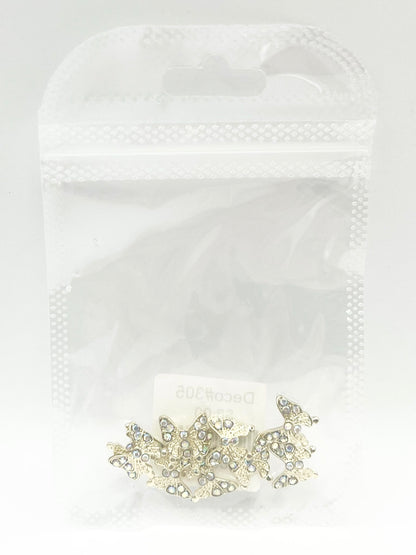 Queen - Nail Charms 10pc - #305 Gold Butterflies w/ Iridescent Stones