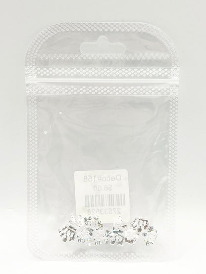 Queen - Nail Charms 10pc - #158 Silver Tiaras with Iridescent Stones