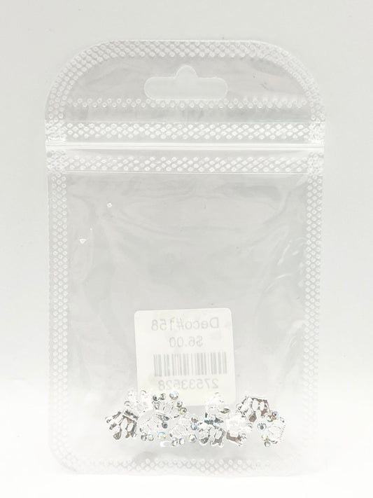 Queen - Nail Charms 10pc - #158 Silver Tiaras with Iridescent Stones