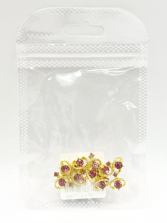 Queen - Nail Charms 10pc - #366 Gold Dark Pink Cosmic Staffs