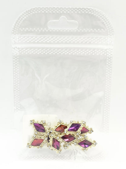 Queen - Nail Charms 10pc - #014 Gold Purple Diamonds