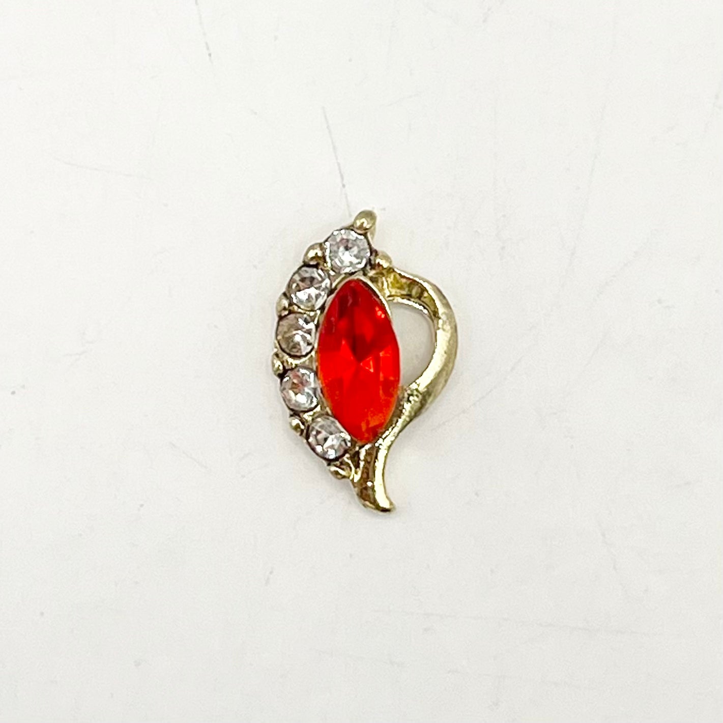 Queen - Nail Charms 10pc - #182 Gold Red Leafs with Crystals