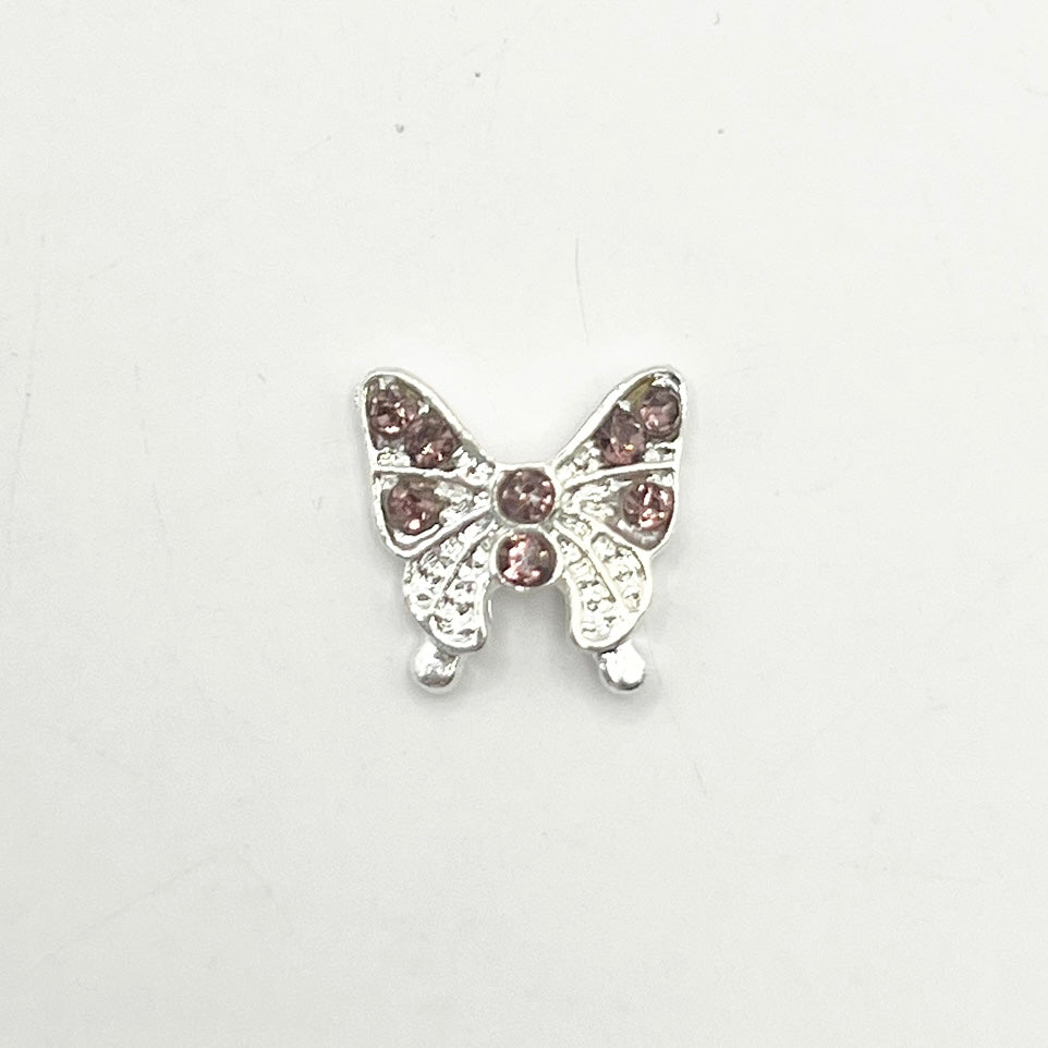 Queen - Nail Charms 10pc - #153 Silver Butterflies w/ Purple Stones