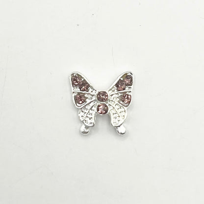 Queen - Nail Charms 10pc - #153 Silver Butterflies w/ Purple Stones