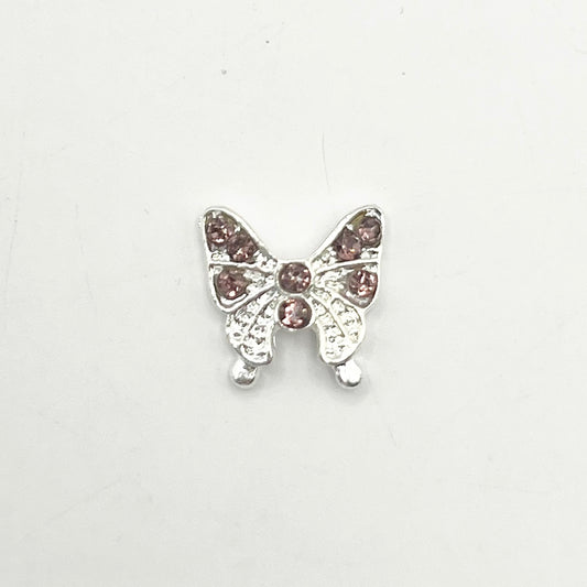 Queen - Nail Charms 10pc - #153 Silver Butterflies w/ Purple Stones