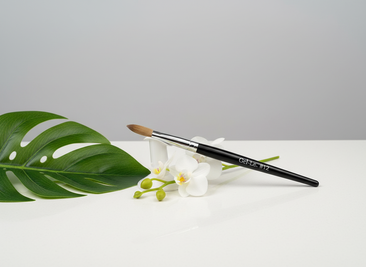 Gel-Le - Acrylic Brush #12 Kolinsky - Black Handle (Pressed)