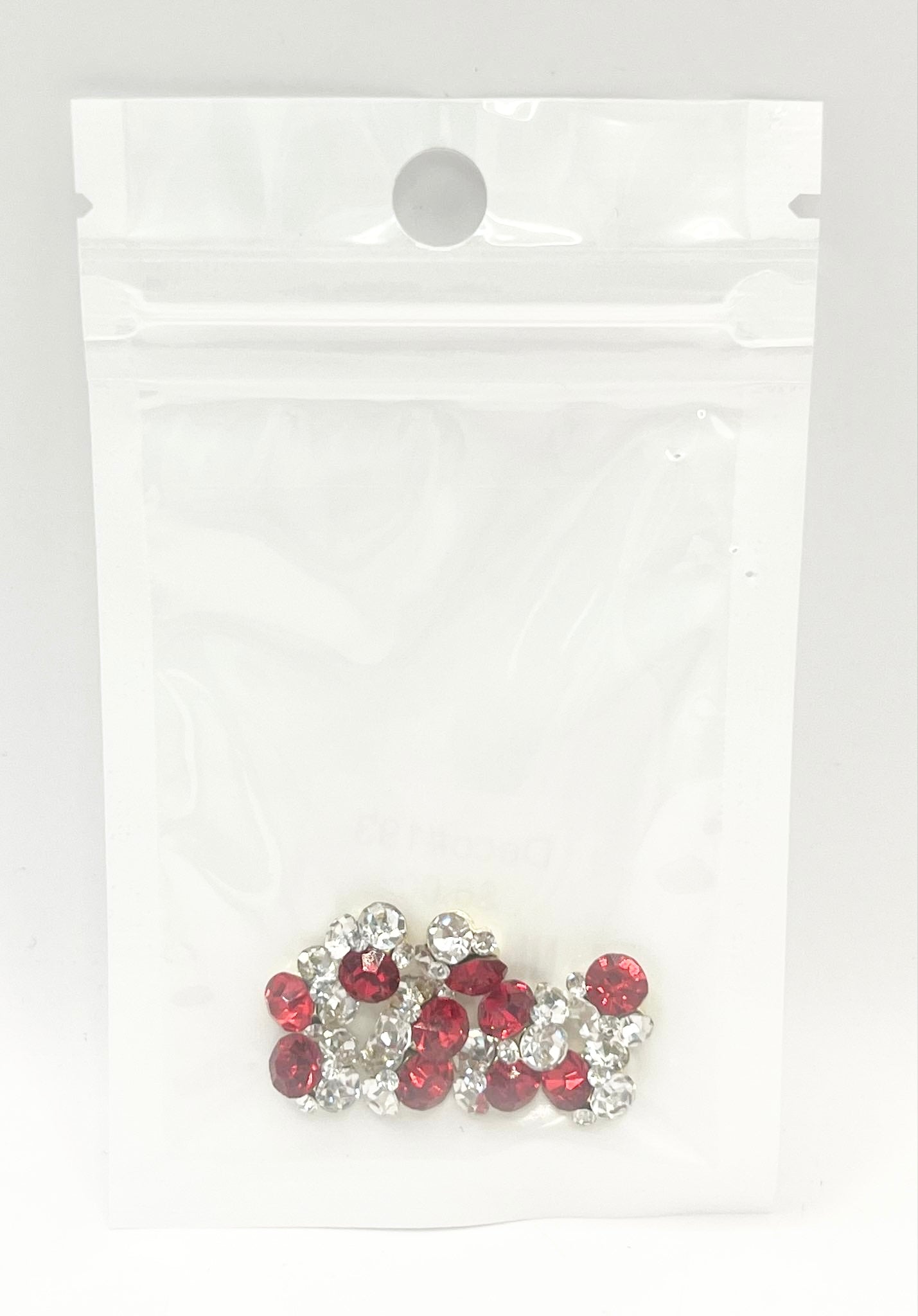 Queen - Nail Charms 10pc - #193 Gold Red & White Crystal Cluster