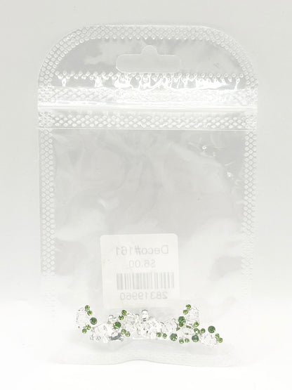 Queen - Nail Charms 10pc - #161 Silver Tiaras with Light Green Stones