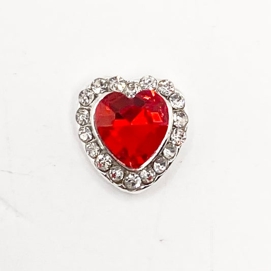 Queen - Nail Charms 10pc - #055 Silver Red Hearts