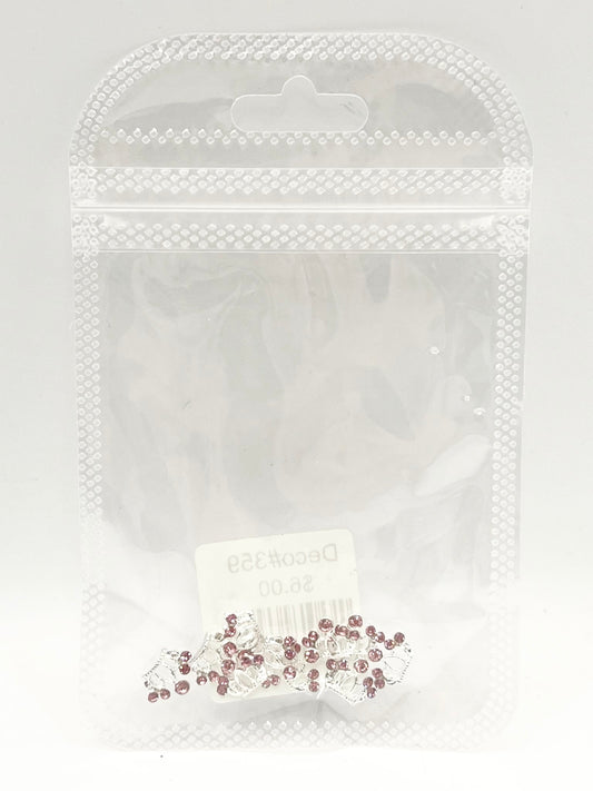 Queen - Nail Charms 10pc - #359 Silver Pink Stone Crowns