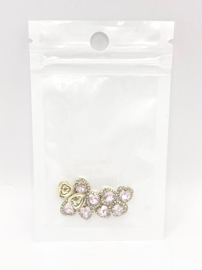 Queen - Nail Charms 10pc - #062 Gold Pink Hearts