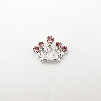 Queen - Nail Charms 10pc - #359 Silver Pink Stone Crowns