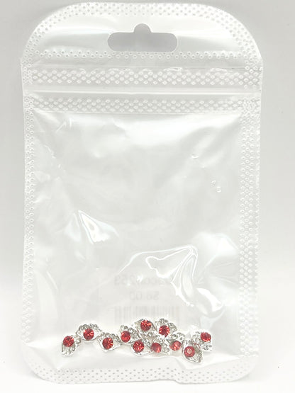 Queen - Nail Charms 10pc - #253 Silver Crystal Lips with Red Gem