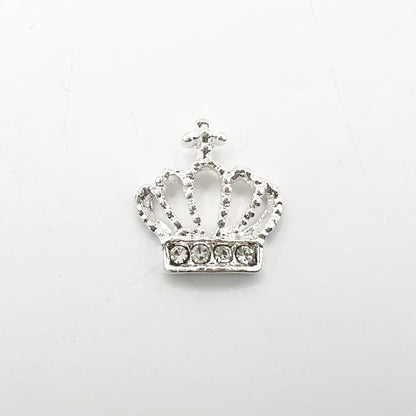 Queen - Nail Charms 10pc - #342 Silver White Crystal Crowns