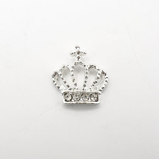 Queen - Nail Charms 10pc - #342 Silver White Crystal Crowns