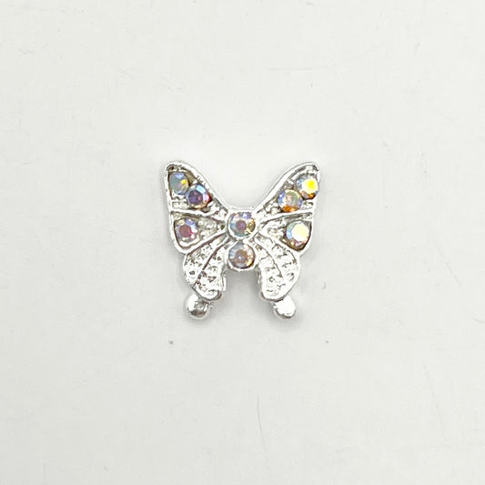Queen - Nail Charms 10pc - #152 Silver Butterflies w/ Iridescent Stones