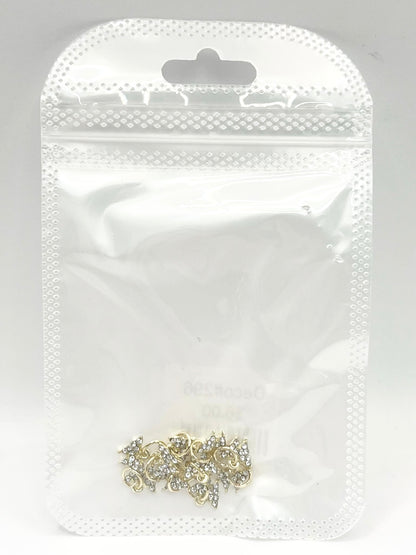 Queen - Nail Charms 10pc - #296 Gold Mini Crystal Filled Butterflies with Ring