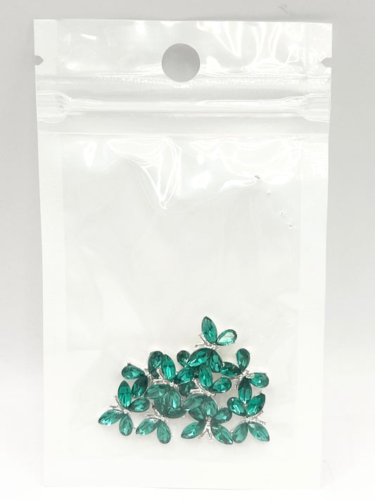 Queen - Nail Charms 10pc - #315 Silver Blue Crystal Winged