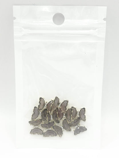 Queen - Nail Charms 10pc - #334 Gold Dark Purple Butterflies