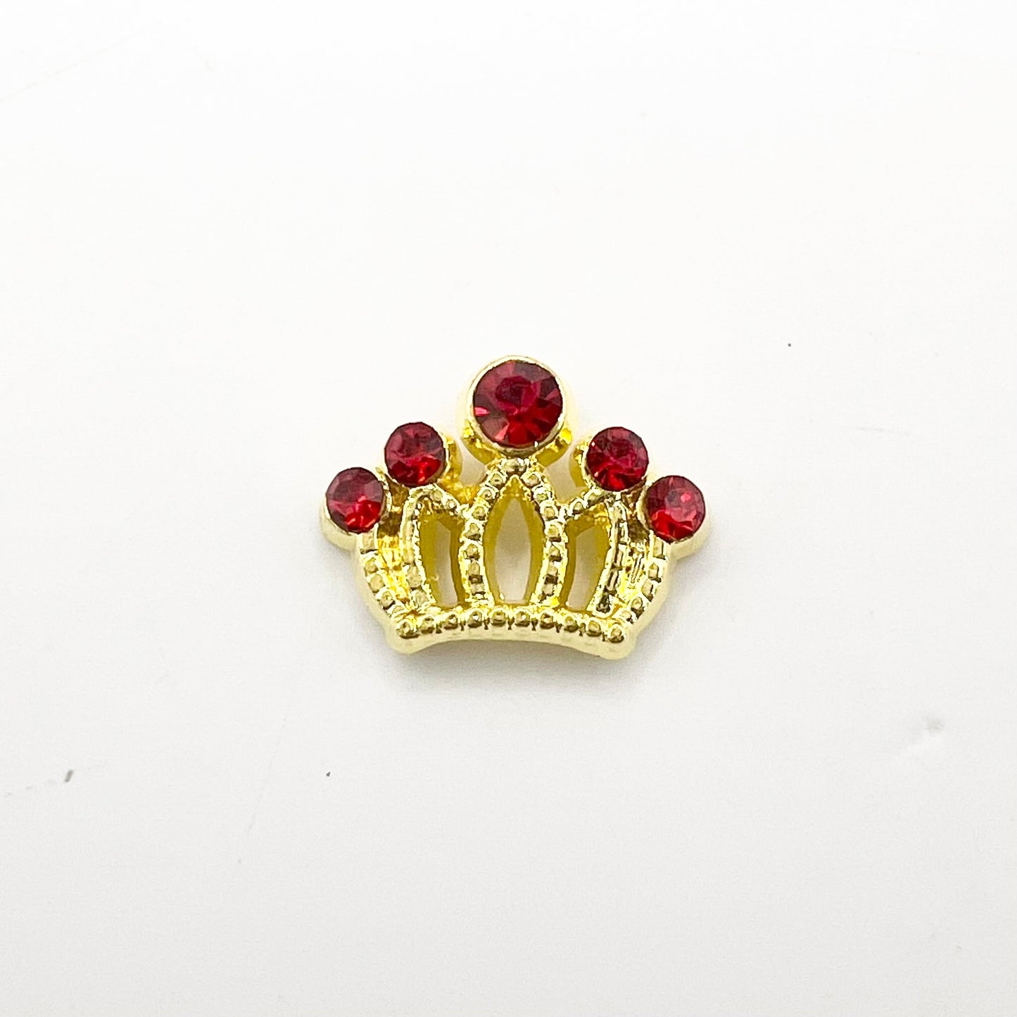 Queen - Nail Charms 10pc - #364 Gold Red Stone Crowns