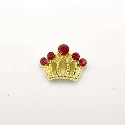 Queen - Nail Charms 10pc - #364 Gold Red Stone Crowns